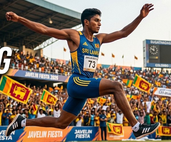 Athlete performing a standing broad jump test